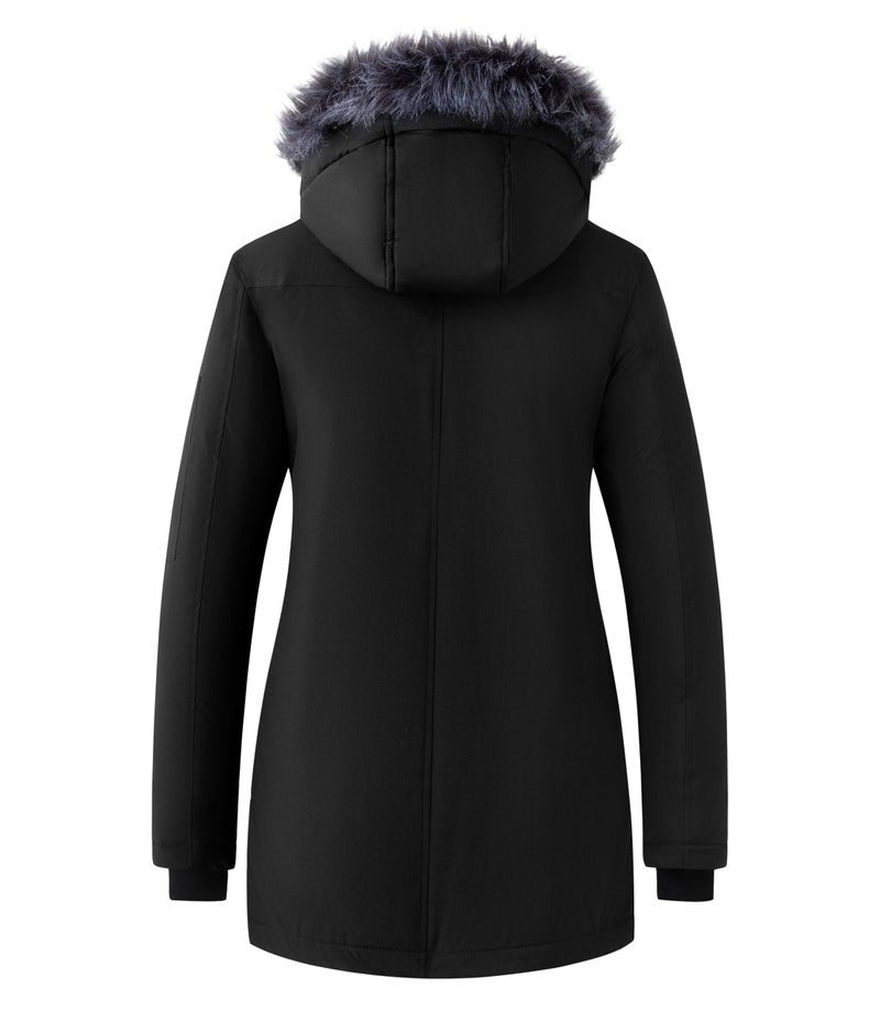 wantdo Winter Coat for Women Windproof Puffer Jacket Hooded Winter Jacket Black S - Image 2